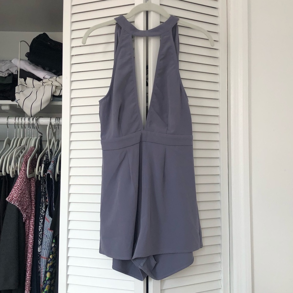 TOBI S Periwinkle deep v high neck romper